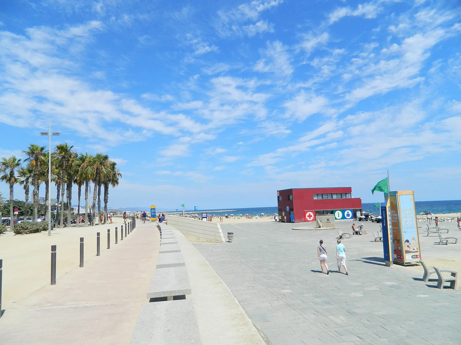 Paseo y arena de la platja del Bogatell